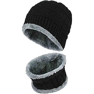                       Multicolor Unisex Woolen Cap and Scarf Set  Pack of 2 Cozy Accessories (Multi Colors)                                              