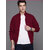 Clothster Men's Stylish Long Sleeve Solid Full Zip High Neck Bomber Jacket - Trendy Design with Pockets (Maroon)