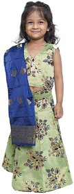 Kid Kupboard Cotton Baby Girls Ghagra, Choli and Dupatta Set, Multicolor, Sleeveless, 4-5 Years KIDS6638