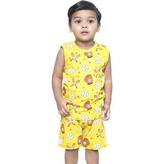 Kid Kupboard Cotton Baby Boys T-Shirt and Short Set, Yellow, Sleeveless, 3-4 Years KIDS6612 Kid Kupboard Cotton Baby Boys T-Shirt and Short Set, Yellow, Sleeveless, 3-4 Years KIDS6612