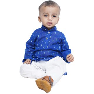 Kid Kupboard Cotton Baby Boys Kurta and Pyjama Set, Blue and White, Full-Sleeves, 9-12 Months KIDS6613 Kid Kupboard Cotton Baby Boys Kurta and Pyjama Set, Blue and White, Full-Sleeves, 9-12 Months KIDS6613