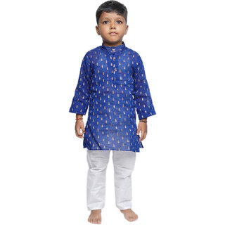 Kid Kupboard Cotton Boys Kurta and Pyjama Set, Blue and White, Full-Sleeves, 5-6 Years KIDS6618 Kid Kupboard Cotton Boys Kurta and Pyjama Set, Blue and White, Full-Sleeves, 5-6 Years KIDS6618
