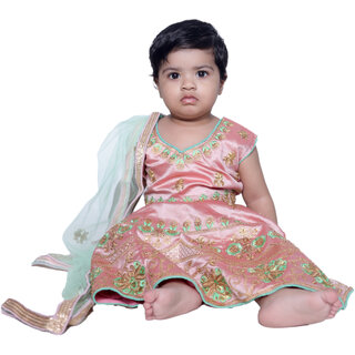 Kid Kupboard Cotton Baby Girls Lehanga, Choli and Dupatta Set, Beige, Sleeveless, 9-12 Months KIDS6627 Kid Kupboard Cotton Baby Girls Lehanga, Choli and Dupatta Set, Beige, Sleeveless, 9-12 Months KIDS6627