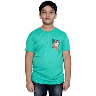 Kid Kupboard Cotton Boys T-Shirt, Green, Half-Sleeves, 8-9 Years KIDS6654