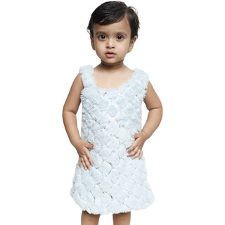                       Kid Kupboard Cotton Baby Girls A-Line Frock, Blue, Sleeveless, 3-4 Years KIDS6667                                              