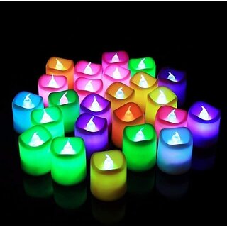                       Minha Plastic Flameless  Smokeless Led Tealight Candles Set of 12 Battery Operated Flickering Led Lights Diya Electric                                              