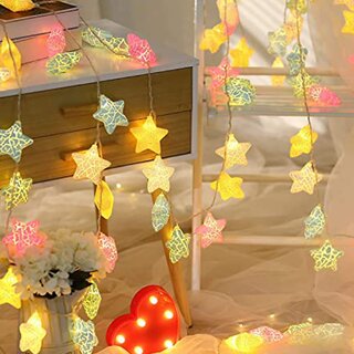                       Decorative Colorful  StarLed  String Lights for Indoor Outdoor Home Party Diwali Christmas Decoration (Warm White                                              