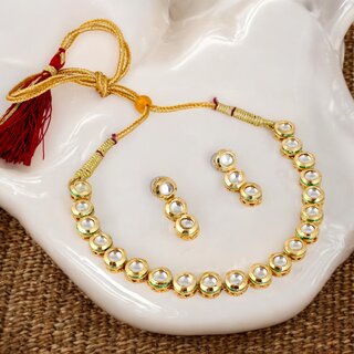 Back Meenakari Gold Plated White Color Round Kundan Necklace Set with Earrings (393-J5SK-1903) Back Meenakari Gold Plated White Color Round Kundan Necklace Set with Earrings (393-J5SK-1903)