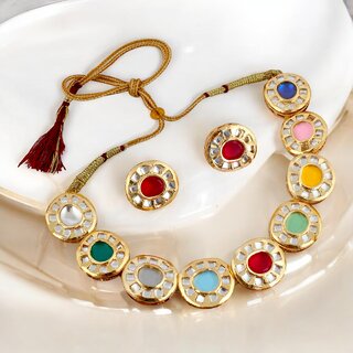 Back Meenakari Gold Plated Multi Color Kundan Stone Necklace Set with Earrings (710-J5SK-1816-MT) Back Meenakari Gold Plated Multi Color Kundan Stone Necklace Set with Earrings (710-J5SK-1816-MT)