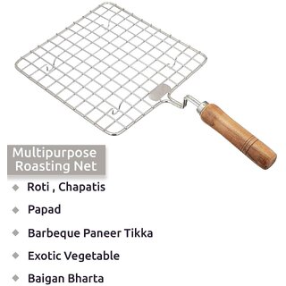                       Papad Jali Roast, Paneer Grill, Roti Maker, Barbeque Jali Roaster Chapati Toast Grill Wooden Handle Vegetable tandoor n                                              