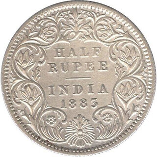                       half rupees 1883 fine condition                                              
