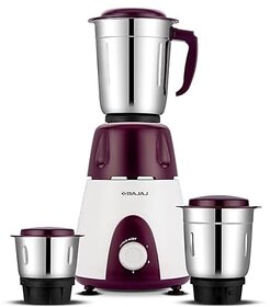 Bajaj Rex Mixer Grinder 500 W |Mixie For Kitchen With Nutri-Pro Features|3 SS Mixer Jars For Heavy Duty Grinding|Adjustable Speed Control|Multifunctional Blade System|2 Year Warranty By Bajaj|Purple