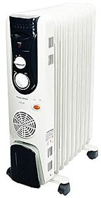 Morphy Richards OFR Room Heater 9 Fin 2400 Watts Oil Filled Room Heater with 400W PTC Ceramic Fan Heater ISI Approved (OFR 9F White/Black)