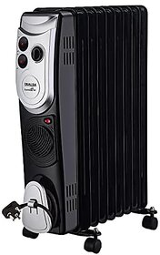 Inalsa Ofr Room Heater|Combust 9F|3 Heat Selection 9Fins With Turbo Fan Variable Temperature Control Tilt Over Switch Safety Cord Storage Caster Wheel Made In India Warranty 2 YearBlack2400 Watts