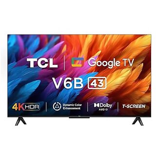 TCL 108 cm (43 inches) Metallic Bezel-Less Series 4K Ultra HD Smart LED Google TV 43V6B (Black)