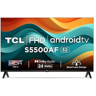 TCL 80.04 cm (32 inches) Metallic Bezel-Less S Series FHD Smart Android LED TV 32S5500AF (Black)