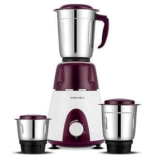 Bajaj Rex Mixer Grinder 500 W |Mixie For Kitchen With Nutri-Pro Features|3 SS Mixer Jars For Heavy Duty Grinding|Adjustable Speed Control|Multifunctional Blade System|2 Year Warranty By Bajaj|Purple