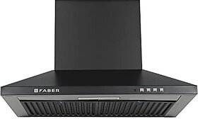 Faber 60 cm 1000 m/hr Kitchen Chimney (HOOD PLUTO PB BF BK 60 Baffle Filter Push Button Black)