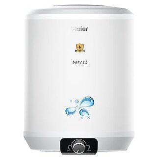                       Haier Precis 15 Litre 5 Star Rated Storage Wall Mount Water Heater With Pipe Free Installation Abs Body Temperature Control Shock Proof Glasslined Tank|8 Safety Levels|Suitable High Rise Building                                              