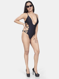 Bold & Bae Fashion Bodysuit With Back Knot In Black