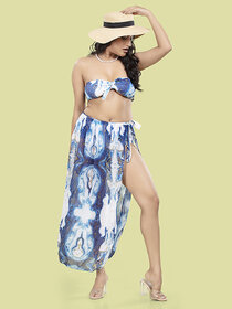 Bold & Bae Fashion Bikini Set With Sarong In Beachy Blue