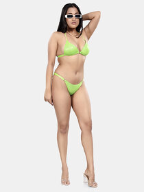 Bold & Bae Fashion Triangle Bikini Top & Bottom In Green