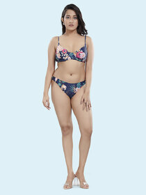 Bold & Bae Fashion Floral Bikini Set In Blue