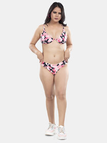 Bold & Bae Fashion Floral Bikini Set In Pink