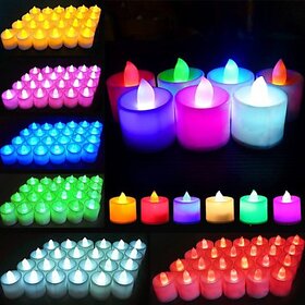 Multi Color LED Candles, Tea Light Candles smokeless Battery Operated Set of 24Pcs. Candle(Multicolor, Pack of 24)