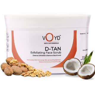                       VOYD D Tan Scrub for Tan Removal  Natural Exfoliating Face Scrub for Glowing Skin  Deep Cleanses  Remove Blackheads                                              