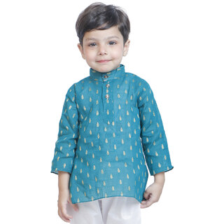                       Kid Kupboard Cotton Baby Boys Kurta and Pyjama Set, Multicolor, Full-Sleeves, 3-4 Years KIDS6678                                              