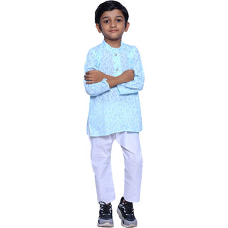                       Kid Kupboard Cotton Boys Kurta and Pyjama Set, Multicolor, Full-Sleeves, 6-7 Years KIDS6680                                              