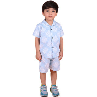                       Kid Kupboard Cotton Baby Boys Shirt and Short Set, Multicolor, Half Sleeves, 4-5 Years KIDS6681                                              