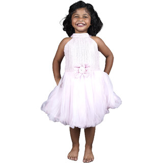                       Kid Kupboard Cotton Girls A-Line Frock, Light Pink, Sleeveless, 5-6 Years KIDS6698                                              