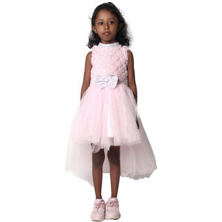                       Kid Kupboard Cotton Girls A-Line Frock, Light Pink, Sleeveless, 6-7 Years KIDS6700                                              