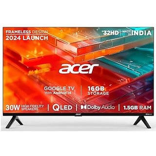 Acer 80 cm (32 inches) V Pro Series HD Ready Smart QLED Google TV AR32QDXGU2841AT (Black)