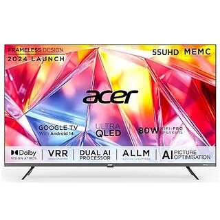 Acer 139 cm (55 inches) Super Series 4K Ultra HD Smart QLED Google TV AR55QDXGU2875AT (Black) 2024 Model