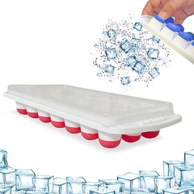 Nellu Ice Cube Tray with Lid Easy Release Ice Trays for Freezer Multicolor Plastic, Silicone Ice Ball Tray  (Pack of1)