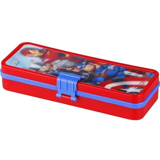                       Mannat 3D View Avengers Printed Charater Double Layer Plastic Pencil Box with Pencil,Erase ,Scale(Set of 1,Multicolor)                                              