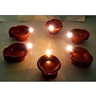                       Water Sensor LED Diya Set  Artificial Electric Diya Lights  , Diwali Decoration, Festivals pack of 6                                              