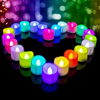                       Plastic Flameless  Smokeless Led Tealight Candles Set of 6 Battery Operated Flickering Led Lights Diya Electric                                              