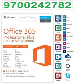 Office 365 Professional ( 5 DEVICE ) ( PC-MAC-TABLET-MOBILE-IPAD ) Instant Delivery Call 9700242782