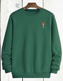 Fashlook Mens Light Green Solid Round Neck Full Sleeve Sweatshirt