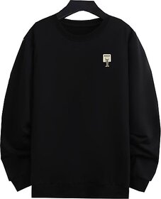 Fashlook Mens Black Solid Round Neck Full Sleeve Sweatshirt