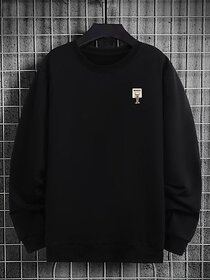 Fashlook Mens Black Solid Round Neck Full Sleeve Sweatshirt