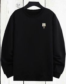 Fashlook Mens Black Solid Round Neck Full Sleeve Sweatshirt