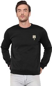 Fashlook Mens Black Solid Round Neck Full Sleeve Sweatshirt