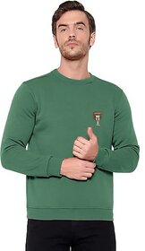 Fashlook Mens Green Solid Round Neck Full Sleeve Sweatshirt