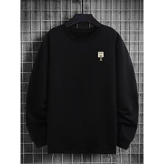 Fashlook Mens Black Solid Round Neck Full Sleeve Sweatshirt