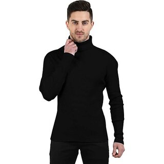                       Fashlook Mens Black Solid Hooded Full Sleeve Sweatshirt                                              